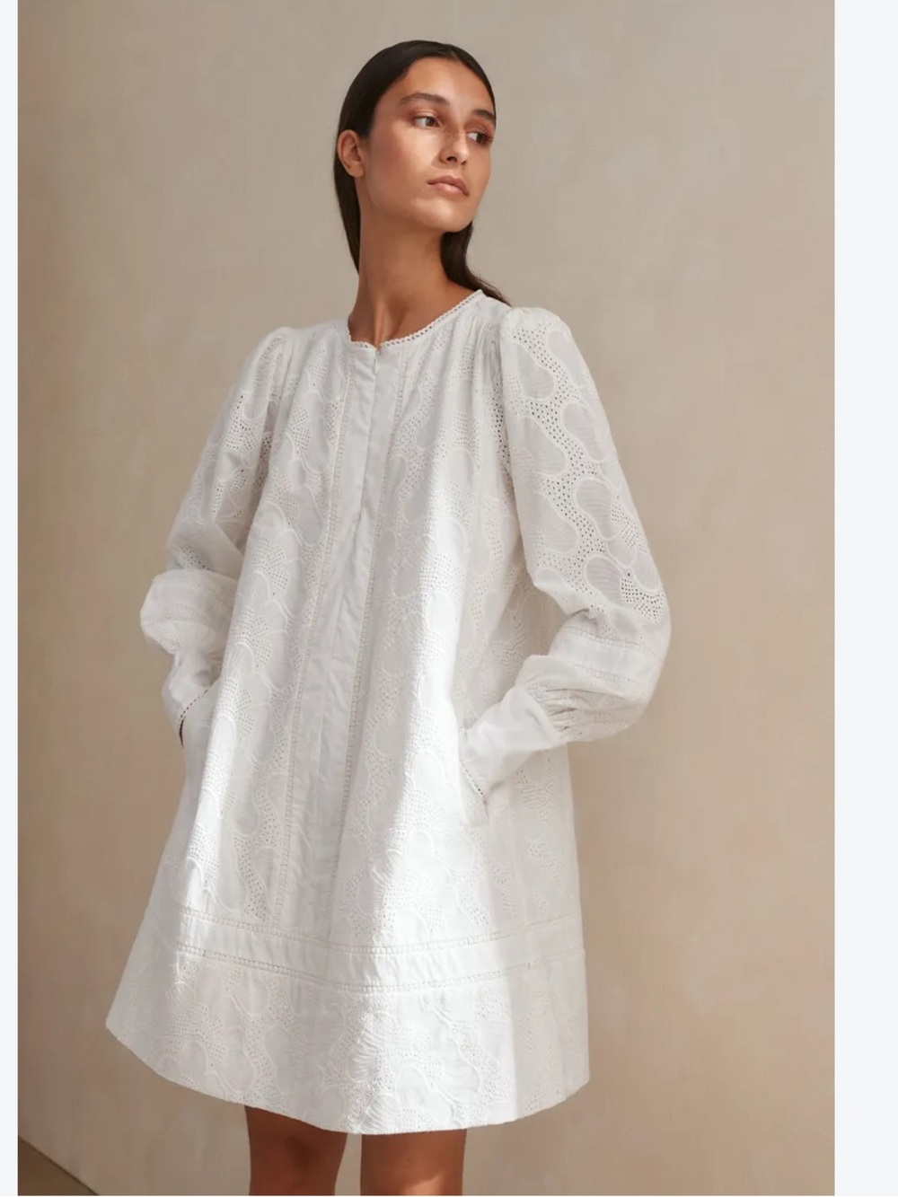 ME+EM Embroidered Cotton Short Swing Dress Size 10